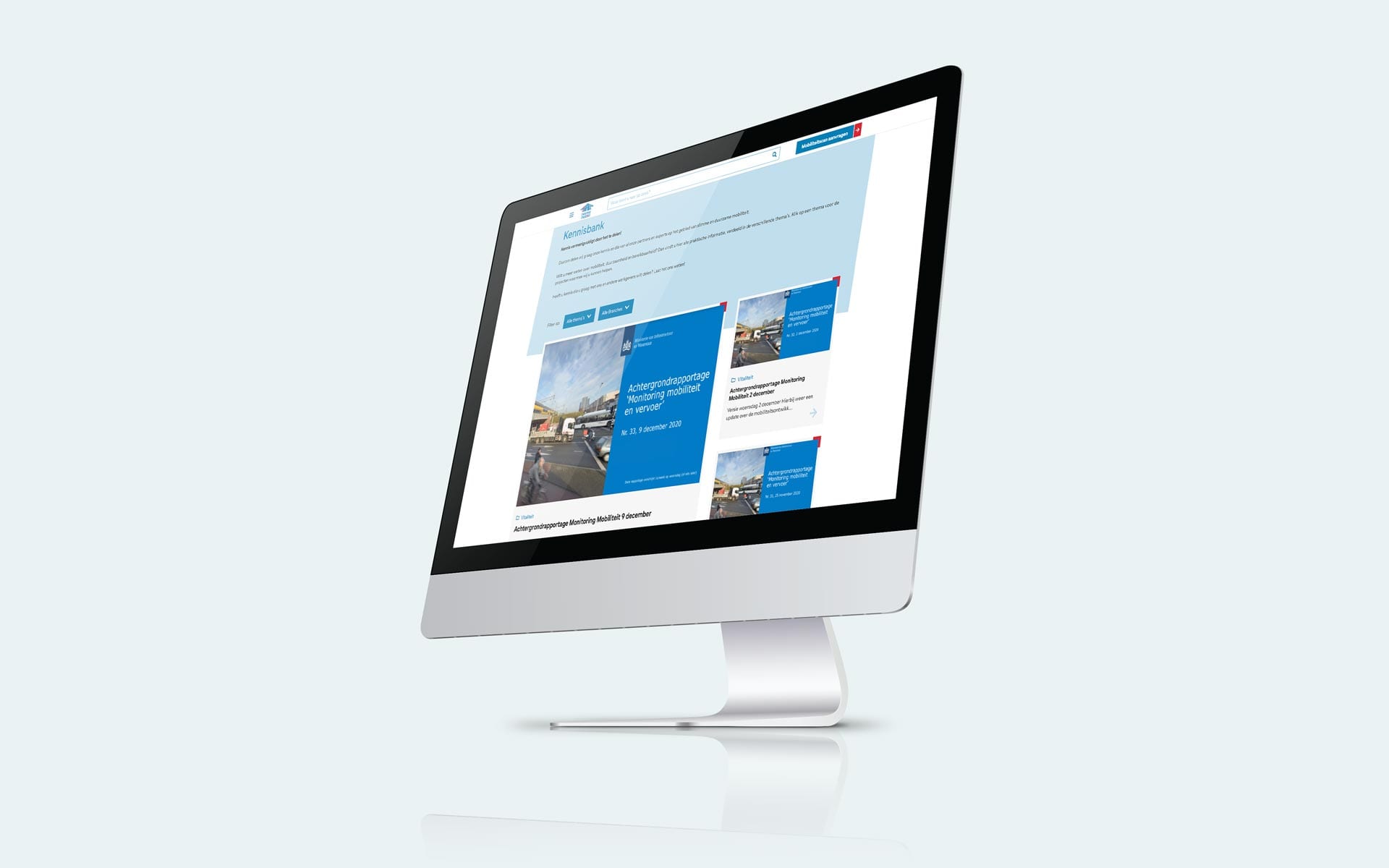 Kennisbank met artikelen op de website van Twente Mobiel op een iMac