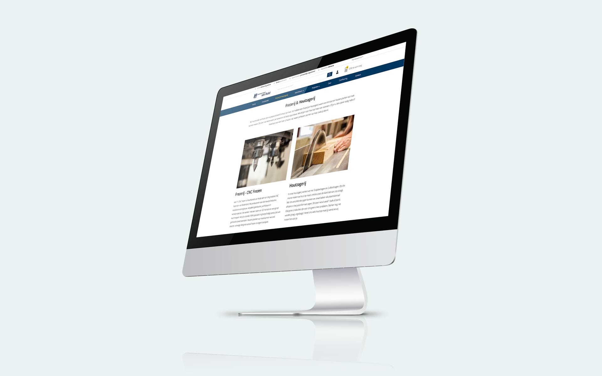 Pagina Frezerij en Houtzagerij van Van Hulst op een iMac