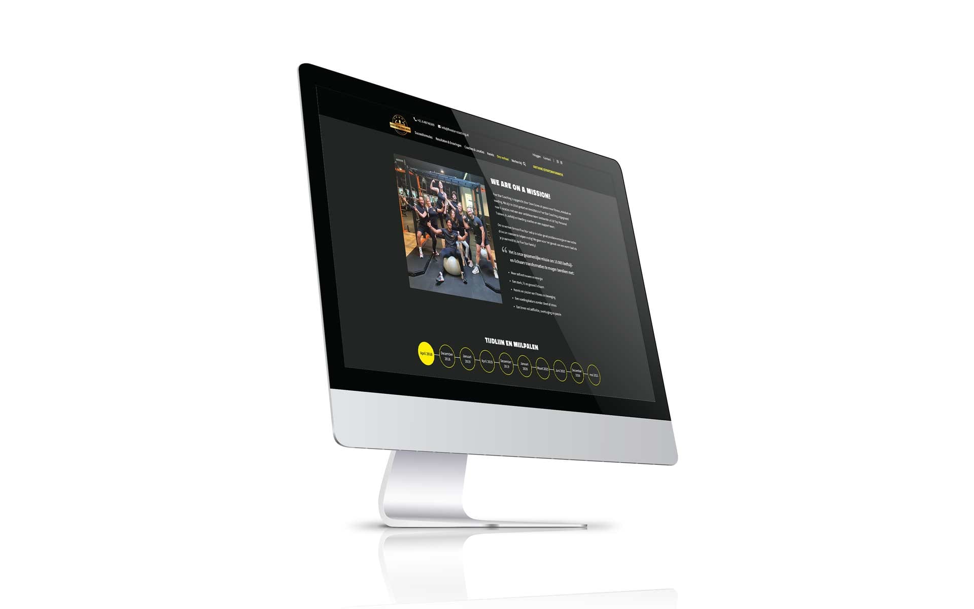 Missiepagina van Five Star Coaching op een iMac
