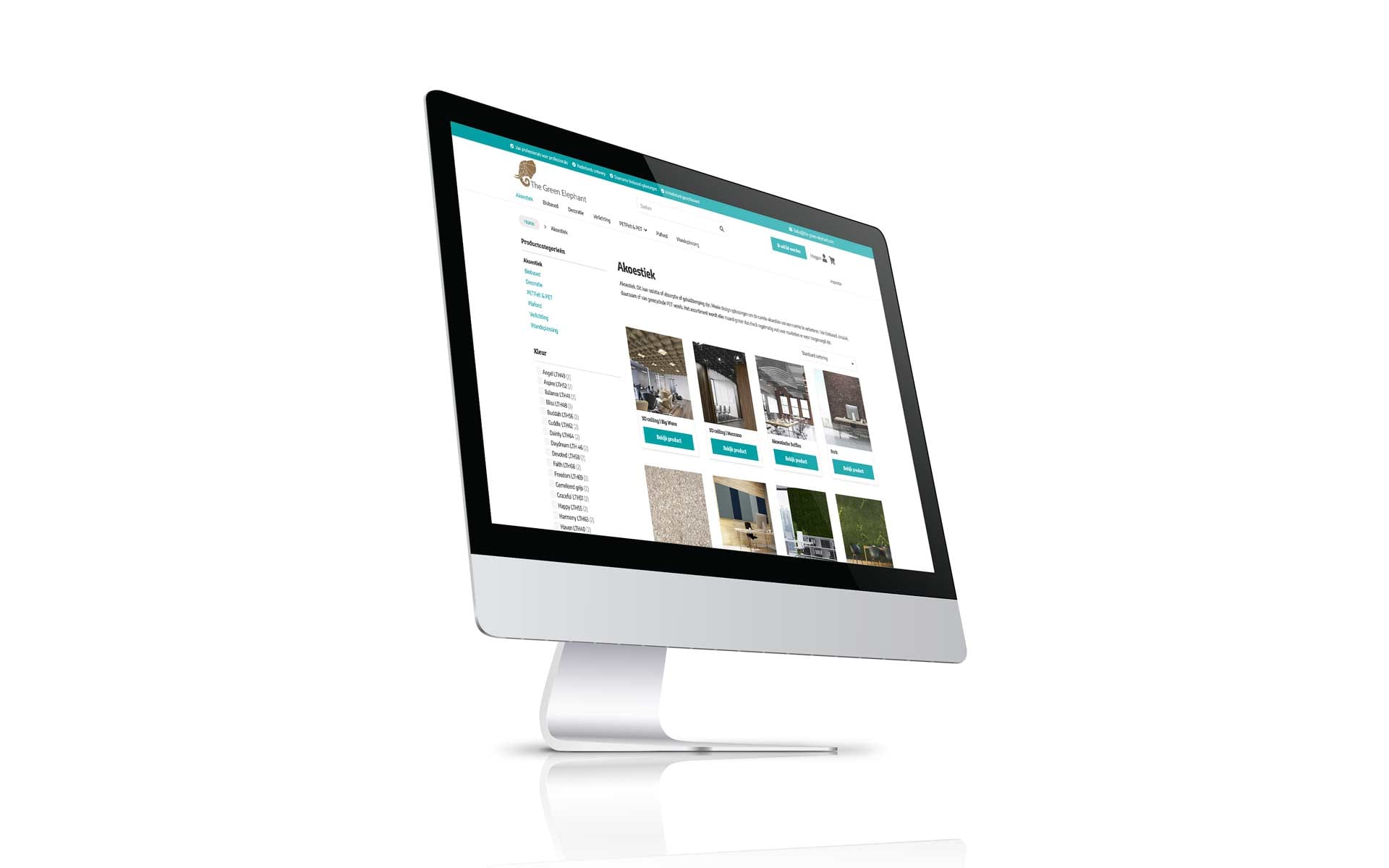 Productoverzicht in de groothandelwebshop van The Green Elephant op een iMac