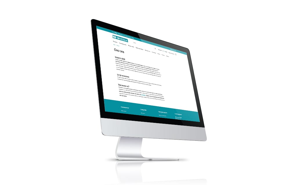 Pagina Over ons van de webshop van GM-accu op een iMac