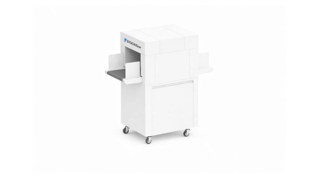 Compacte witte Stock Flow RFID-box op wielen voor in-line gebruik
